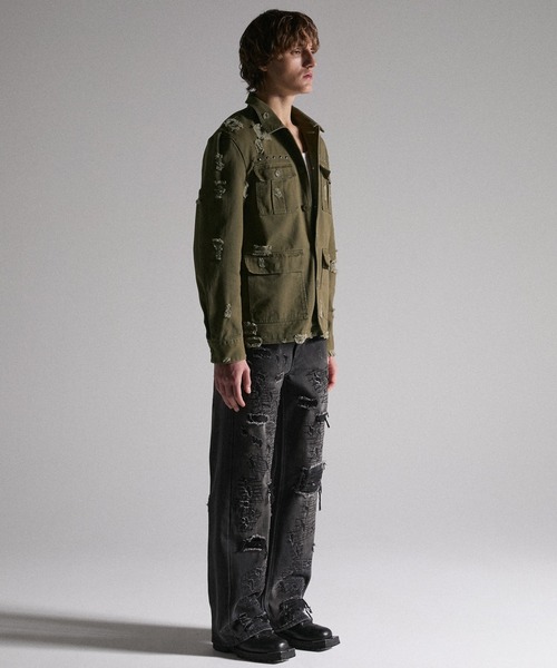 GRANCY(グランシー)の「【GRANCY】Damage Military Shirt / ダメージミリタリーシャツ(シャツ/ブラウス・メンズ・カーキ/ブラック・L/M/S)」の12枚目の写真
