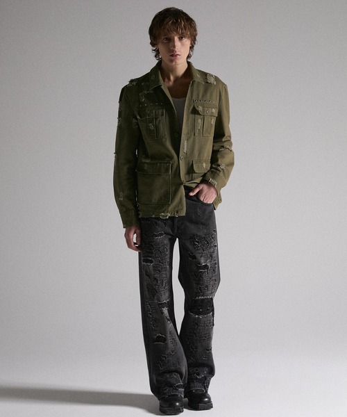 GRANCY(グランシー)の「【GRANCY】Damage Military Shirt / ダメージミリタリーシャツ(シャツ/ブラウス・メンズ・カーキ/ブラック・L/M/S)」の15枚目の写真