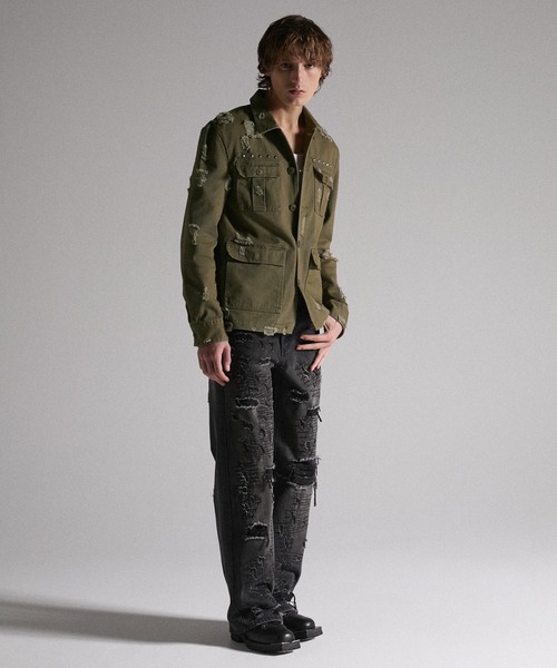 GRANCY(グランシー)の「【GRANCY】Damage Military Shirt / ダメージミリタリーシャツ(シャツ/ブラウス・メンズ・カーキ/ブラック・L/M/S)」の17枚目の写真