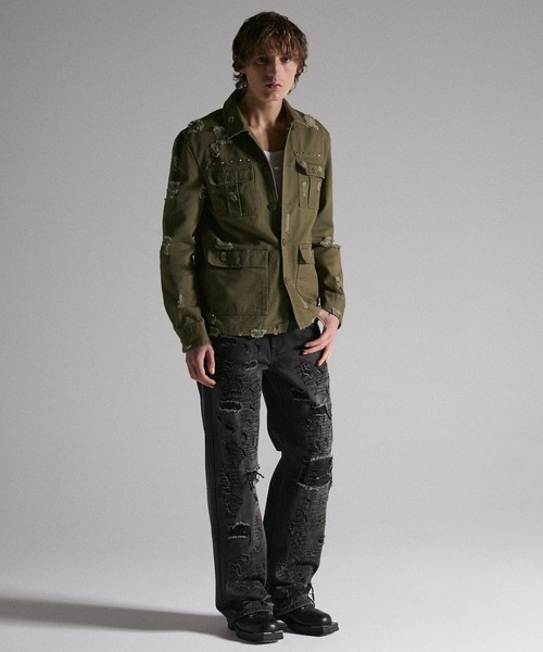 GRANCY(グランシー)の「【GRANCY】Damage Military Shirt / ダメージミリタリーシャツ(シャツ/ブラウス・メンズ・カーキ/ブラック・L/M/S)」の18枚目の写真