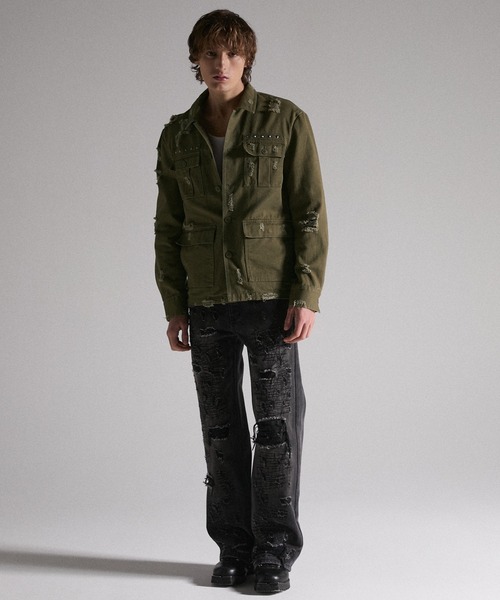 GRANCY(グランシー)の「【GRANCY】Damage Military Shirt / ダメージミリタリーシャツ(シャツ/ブラウス・メンズ・カーキ/ブラック・L/M/S)」の20枚目の写真