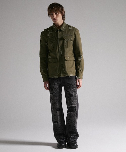 GRANCY(グランシー)の「【GRANCY】Damage Military Shirt / ダメージミリタリーシャツ(シャツ/ブラウス・メンズ・カーキ/ブラック・L/M/S)」の21枚目の写真