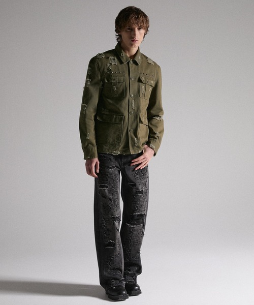 GRANCY(グランシー)の「【GRANCY】Damage Military Shirt / ダメージミリタリーシャツ(シャツ/ブラウス・メンズ・カーキ/ブラック・L/M/S)」の22枚目の写真