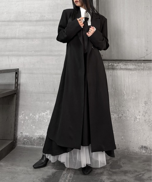 LVEU.（ラブユ.）の「【LVEU.】ボタンビスチェキャミソールワンピース / ワンピース ワンピ キャミワンピ 2way ボタン ラペル フレア ロング オケージョン 結婚式 お呼ばれ ブラック モード（ワンピース・レディース・ブラック・FREE）」の3枚目の写真