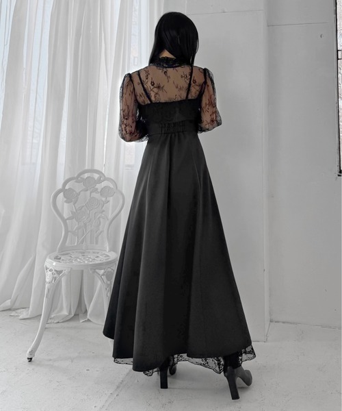 LVEU.（ラブユ.）の「【LVEU.】ボタンビスチェキャミソールワンピース / ワンピース ワンピ キャミワンピ 2way ボタン ラペル フレア ロング オケージョン 結婚式 お呼ばれ ブラック モード（ワンピース・レディース・ブラック・FREE）」の9枚目の写真