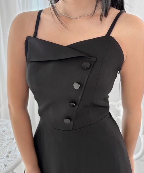 LVEU.（ラブユ.）の「【LVEU.】ボタンビスチェキャミソールワンピース / ワンピース ワンピ キャミワンピ 2way ボタン ラペル フレア ロング オケージョン 結婚式 お呼ばれ ブラック モード（ワンピース・レディース・ブラック・FREE）」の15枚目の写真