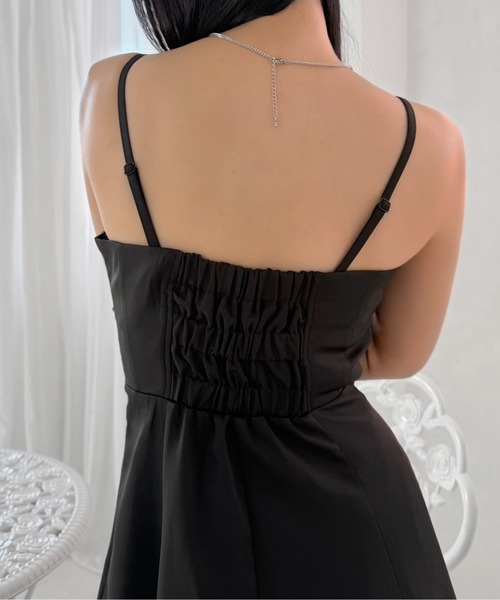 LVEU.（ラブユ.）の「【LVEU.】ボタンビスチェキャミソールワンピース / ワンピース ワンピ キャミワンピ 2way ボタン ラペル フレア ロング オケージョン 結婚式 お呼ばれ ブラック モード（ワンピース・レディース・ブラック・FREE）」の17枚目の写真