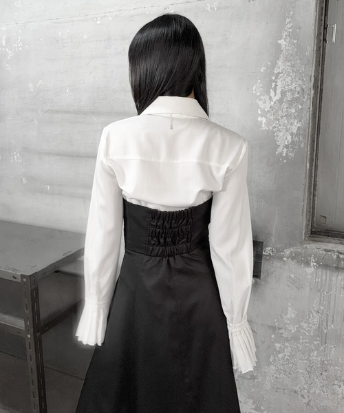 LVEU.（ラブユ.）の「【LVEU.】ボタンビスチェキャミソールワンピース / ワンピース ワンピ キャミワンピ 2way ボタン ラペル フレア ロング オケージョン 結婚式 お呼ばれ ブラック モード（ワンピース・レディース・ブラック・FREE）」の20枚目の写真