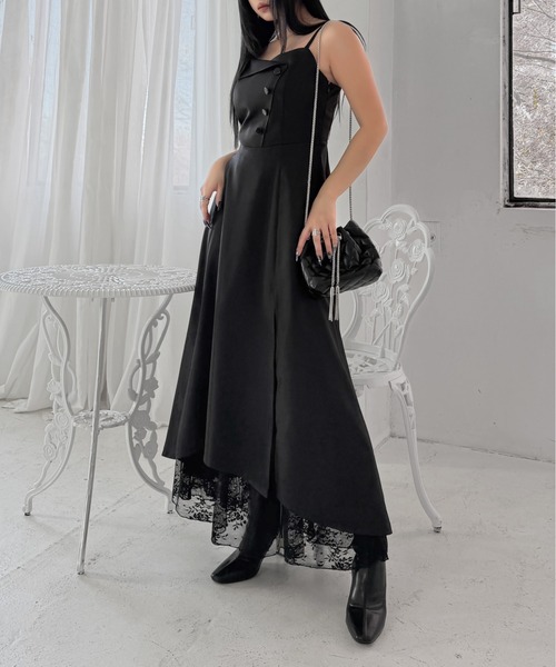 LVEU.（ラブユ.）の「【LVEU.】ボタンビスチェキャミソールワンピース / ワンピース ワンピ キャミワンピ 2way ボタン ラペル フレア ロング オケージョン 結婚式 お呼ばれ ブラック モード（ワンピース・レディース・ブラック・FREE）」の14枚目の写真