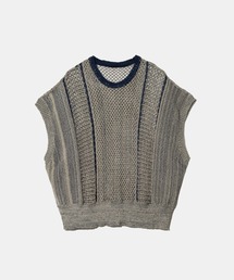 GENTIL/ジャンティー　配色引き揃え メッシュ編みベスト