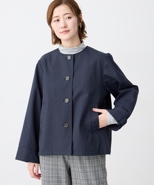 Petit Honfleur(プチオンフルール)の「ノーカラーショートジャケット【撥水・花粉が落ちやすい】(その他アウター・レディース・ベージュ/ネイビー・9号/11号/13号)」の1枚目の写真