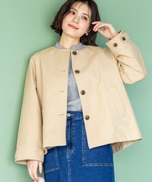 Petit Honfleur（プチオンフルール）の「ノーカラーショートジャケット【撥水・花粉が落ちやすい】（その他アウター）」