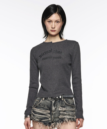 Incision Boat Neck Top - Charcoal