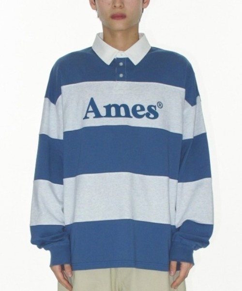 AMESWORLDWIDE（アメスワールドワイド）の「A'GEM/9 × .kom 『AMESWORLDWIDE/アメスワールドワイド』 BIG STRIPE RUGBY LS TEE/ビッグボーダーラグビー ロングスリーブ（Tシャツ/カットソー・レディース・ブルー/レッド・M）」の22枚目の写真