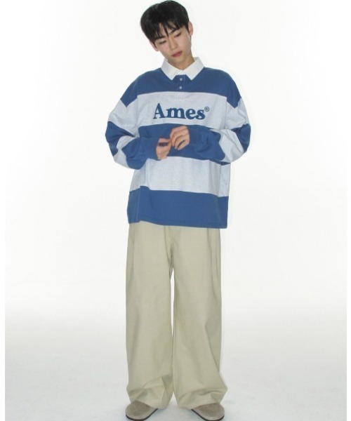 AMESWORLDWIDE（アメスワールドワイド）の「A'GEM/9 × .kom 『AMESWORLDWIDE/アメスワールドワイド』 BIG STRIPE RUGBY LS TEE/ビッグボーダーラグビー ロングスリーブ（Tシャツ/カットソー・レディース・ブルー/レッド・M）」の17枚目の写真