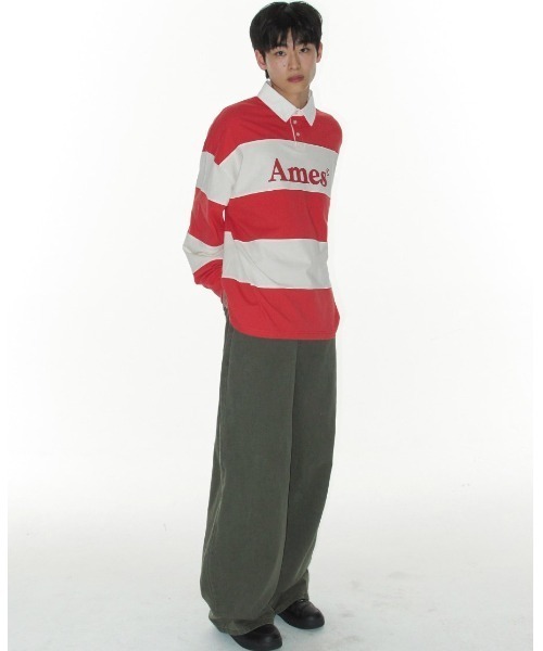 AMESWORLDWIDE（アメスワールドワイド）の「A'GEM/9 × .kom 『AMESWORLDWIDE/アメスワールドワイド』 BIG STRIPE RUGBY LS TEE/ビッグボーダーラグビー ロングスリーブ（Tシャツ/カットソー・レディース・ブルー/レッド・M）」の15枚目の写真