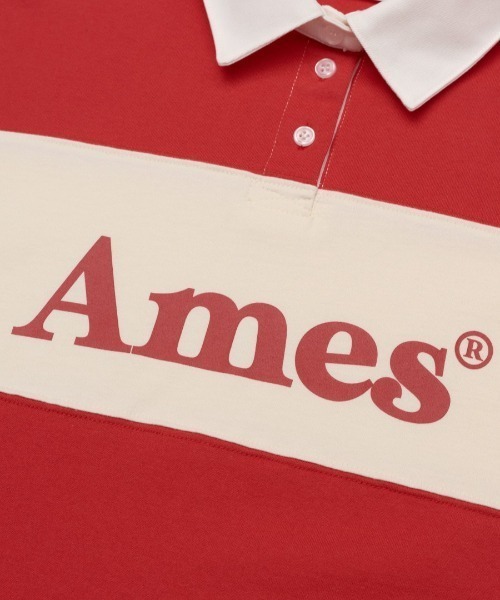 AMESWORLDWIDE（アメスワールドワイド）の「A'GEM/9 × .kom 『AMESWORLDWIDE/アメスワールドワイド』 BIG STRIPE RUGBY LS TEE/ビッグボーダーラグビー ロングスリーブ（Tシャツ/カットソー・レディース・ブルー/レッド・M）」の9枚目の写真