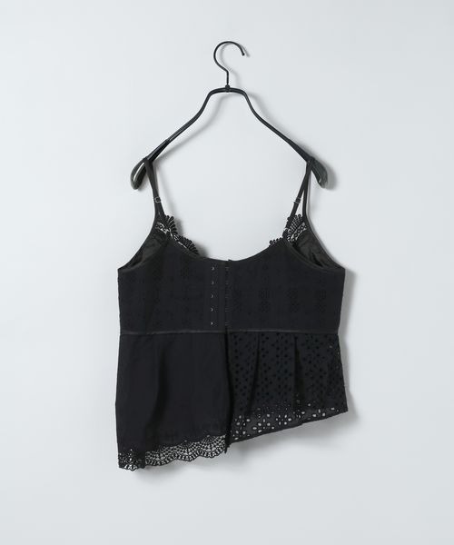 JEANASIS（ジーナシス）の「パッチワークアシメレースキャミ/656733（キャミソール・レディース・ホワイト/ブラック・FREE）」の13枚目の写真