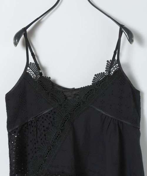 JEANASIS（ジーナシス）の「パッチワークアシメレースキャミ/656733（キャミソール・レディース・ホワイト/ブラック・FREE）」の12枚目の写真