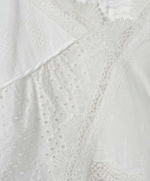 JEANASIS（ジーナシス）の「パッチワークアシメレースキャミ/656733（キャミソール・レディース・ホワイト/ブラック・FREE）」の3枚目の写真