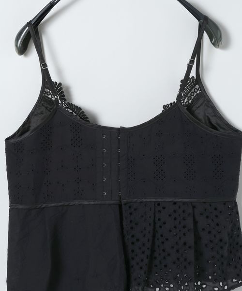 JEANASIS（ジーナシス）の「パッチワークアシメレースキャミ/656733（キャミソール・レディース・ホワイト/ブラック・FREE）」の8枚目の写真