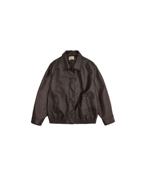 SIYAZU(シヤジュ)の「SIOT4045 fake leather bomber jacket_brown(ライダースジャケット・レディース・ブラウン・ONE SIZE)」の1枚目の写真