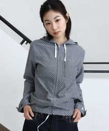 PARAKEET（パラキート）の「ドットフード付きジップアップシャツジャケット（ブラック）（その他アウター）」