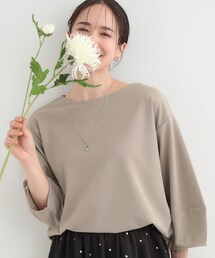 【2点セット/7分袖】ランタンスリーブで女性らしい インせず着られる ネックレス付きブラウス