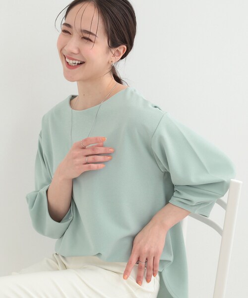 SHOO・LA・RUE(シューラルー)の「【2点セット/7分袖】ランタンスリーブで女性らしい インせず着られる ネックレス付きブラウス(シャツ/ブラウス・レディース・ブラック/ブラウン系/サックスブルー/オフホワイト・01/02/03/04)」の4枚目の写真