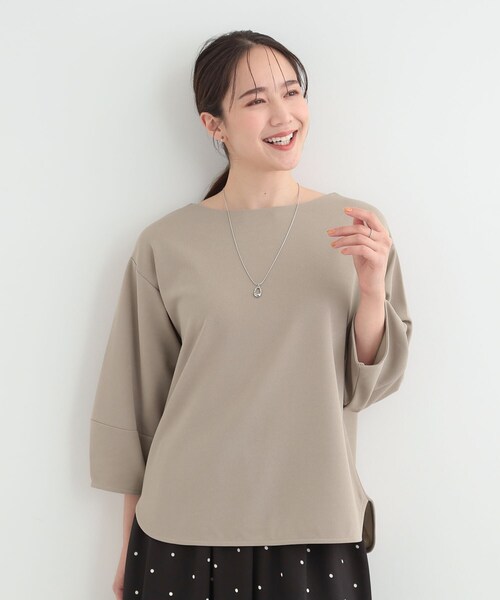 SHOO・LA・RUE(シューラルー)の「【2点セット/7分袖】ランタンスリーブで女性らしい インせず着られる ネックレス付きブラウス(シャツ/ブラウス・レディース・ブラック/ブラウン系/サックスブルー/オフホワイト・01/02/03/04)」の5枚目の写真