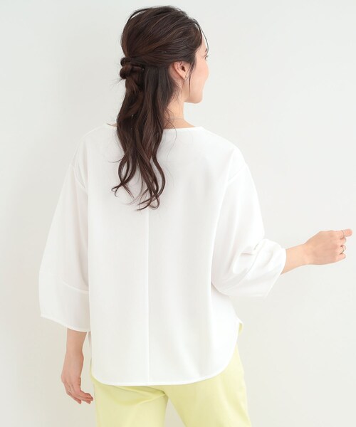 【新品タグ付】サマーランタンスリーブブラウス(ブラック) セール】【2点セット/7分袖】ランタンスリーブで女性らしい インせず着