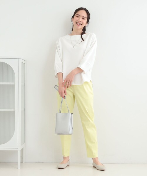 SHOO・LA・RUE(シューラルー)の「【2点セット/7分袖】ランタンスリーブで女性らしい インせず着られる ネックレス付きブラウス(シャツ/ブラウス・レディース・ブラック/ブラウン系/サックスブルー/オフホワイト・01/02/03/04)」の11枚目の写真