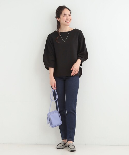 SHOO・LA・RUE(シューラルー)の「【2点セット/7分袖】ランタンスリーブで女性らしい インせず着られる ネックレス付きブラウス(シャツ/ブラウス・レディース・ブラック/ブラウン系/サックスブルー/オフホワイト・01/02/03/04)」の19枚目の写真