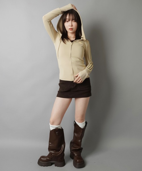 adidas(アディダス)の「【adidas/アディダス】タイトジップパーカー/ピタ見え/セットアップ対応(パーカー・レディース・カーキ/ブラウン・M)」の12枚目の写真