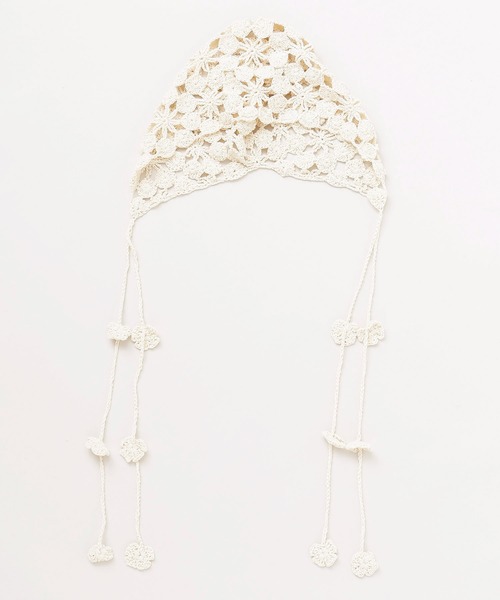 チャイハネ（チャイハネ）の「【チャイハネ】クロシェ編みバブーシュカキャップ（ニットキャップ/ビーニー・レディース・オレンジ/ホワイト/ブルー・FREE）」の2枚目の写真