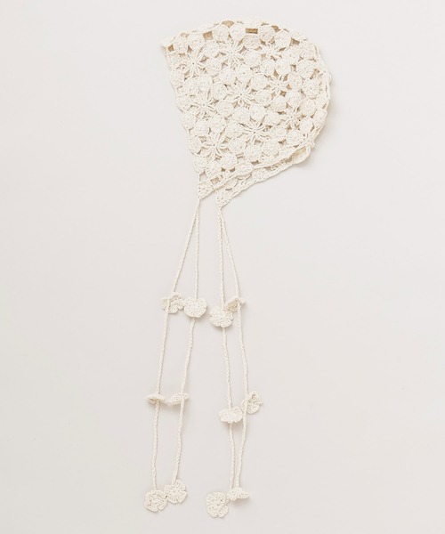 チャイハネ（チャイハネ）の「【チャイハネ】クロシェ編みバブーシュカキャップ（ニットキャップ/ビーニー・レディース・オレンジ/ホワイト/ブルー・FREE）」の5枚目の写真