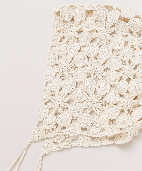 チャイハネ（チャイハネ）の「【チャイハネ】クロシェ編みバブーシュカキャップ（ニットキャップ/ビーニー・レディース・オレンジ/ホワイト/ブルー・FREE）」の6枚目の写真