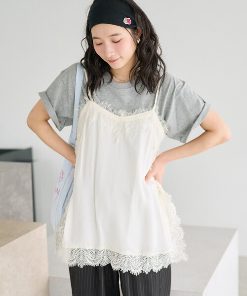 FREAK'S STORE(フリークスストア)の「ヴィンテージレース ランジェリーキャミソール(キャミソール・レディース・ブラック/オフホワイト・フリ-)」の7枚目の写真