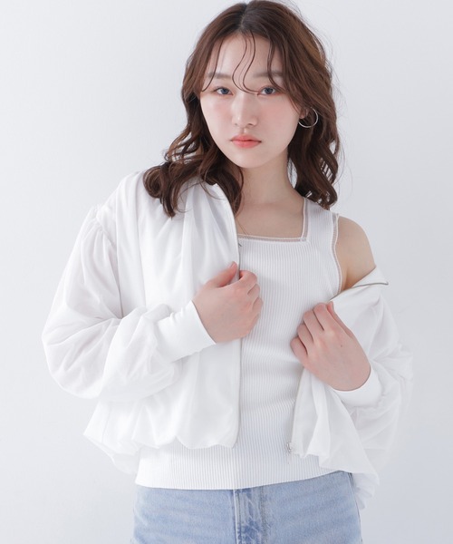 NATURAL BEAUTY BASIC（ナチュラルビューティーベーシック）の「◇エアリーギャザーブルゾン（ブルゾン・レディース・ブラウン/ブラック/オフホワイト・FREE）」の2枚目の写真