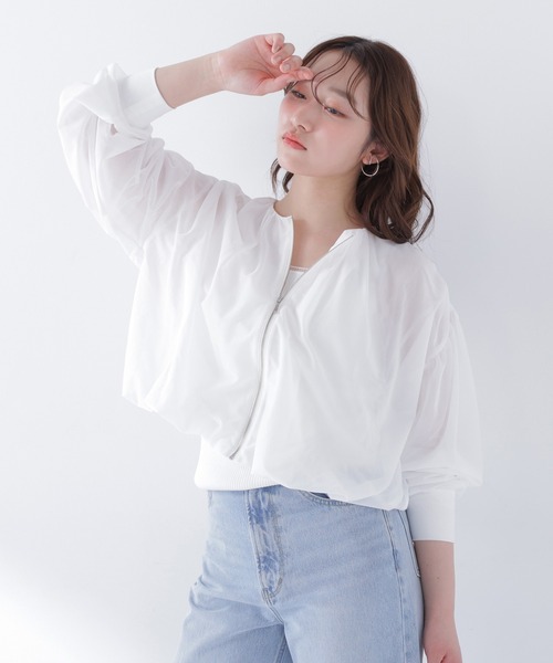 NATURAL BEAUTY BASIC（ナチュラルビューティーベーシック）の「◇エアリーギャザーブルゾン（ブルゾン・レディース・ブラウン/ブラック/オフホワイト・FREE）」の17枚目の写真