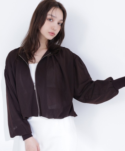 NATURAL BEAUTY BASIC（ナチュラルビューティーベーシック）の「◇エアリーギャザーブルゾン（ブルゾン・レディース・ブラウン/ブラック/オフホワイト・FREE）」の14枚目の写真