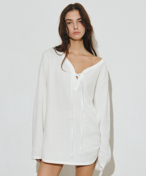 Midnight Move(ミッドナイトムーブ)の「waffle t (ivory)(Tシャツ/カットソー・レディース・その他・FREE)」の1枚目の写真