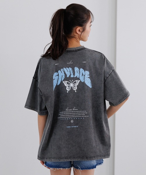 repipi armario(レピピ アルマリオ)の「AcidWashルーズTシャツ(Tシャツ/カットソー・キッズ・パープル/ホワイト系4/ブラック系2/ブルー/ホワイト系1/ブラック系5/ブラック系6・SMALL/MEDIUM/LARGE)」の5枚目の写真