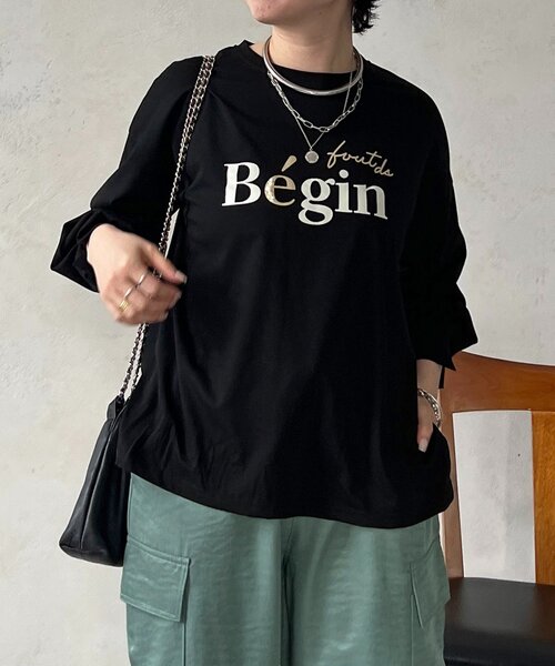 un dix cors（アンディコール）の「パール付きロゴＴ（Tシャツ/カットソー・レディース・ベージュ/ブラック/アイボリー・FREE）」の2枚目の写真
