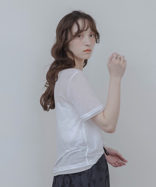 Eimee Law(エイミーロウ)の「ロゴプリントコンパクトシアーTシャツ(Tシャツ/カットソー・レディース・サックスブルー/ブラック/オフホワイト/ライトグレー・FREE)」の14枚目の写真