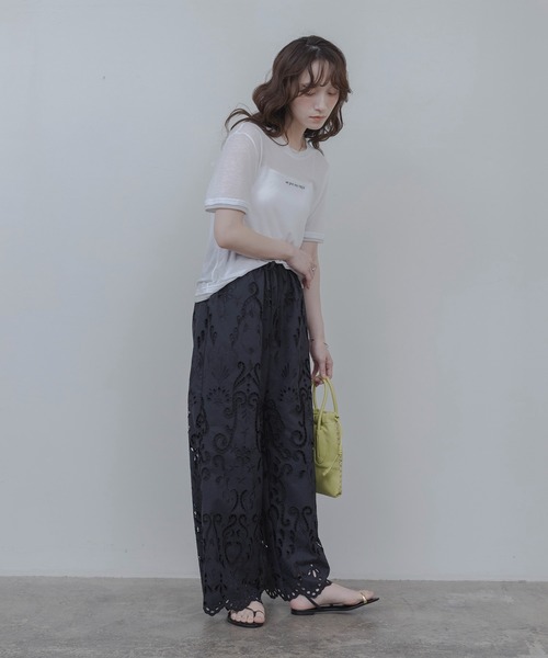 Eimee Law(エイミーロウ)の「ロゴプリントコンパクトシアーTシャツ(Tシャツ/カットソー・レディース・サックスブルー/ブラック/オフホワイト/ライトグレー・FREE)」の8枚目の写真