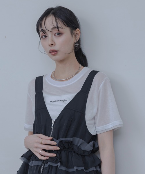 Eimee Law(エイミーロウ)の「ロゴプリントコンパクトシアーTシャツ(Tシャツ/カットソー・レディース・サックスブルー/ブラック/オフホワイト/ライトグレー・FREE)」の12枚目の写真