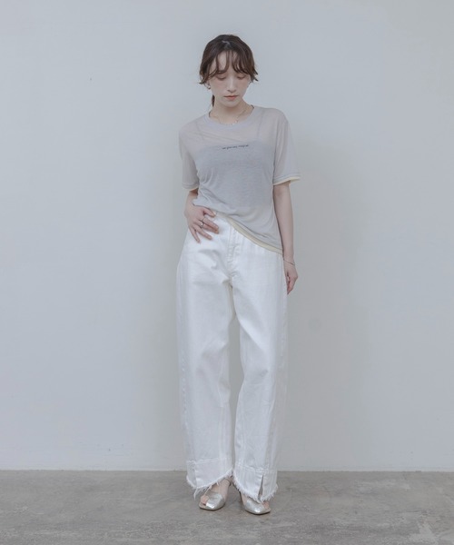 Eimee Law(エイミーロウ)の「ロゴプリントコンパクトシアーTシャツ(Tシャツ/カットソー・レディース・サックスブルー/ブラック/オフホワイト/ライトグレー・FREE)」の16枚目の写真