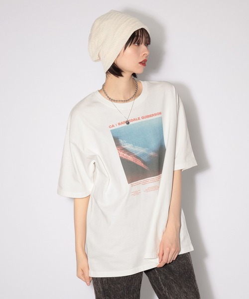 PAGEBOY（ページボーイ）の「ブラーフォトT（Tシャツ/カットソー・レディース・オフホワイト/チャコールグレー/ブルー・FREE/SMALL）」の9枚目の写真