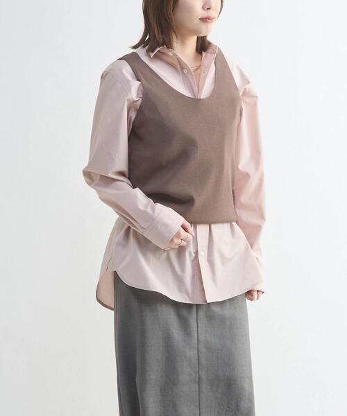 CONVERSE TOKYO（コンバーストウキョウ）の「BACK OPEN KNIT TOP（ベスト・レディース・ブラウン/ブラック/杢グレー・FREE）」の4枚目の写真